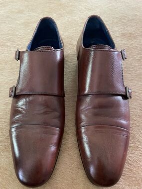 Saks Fifth Avenue Brown Frankfurt Made in Italy Double Monk Strap Shoes 9